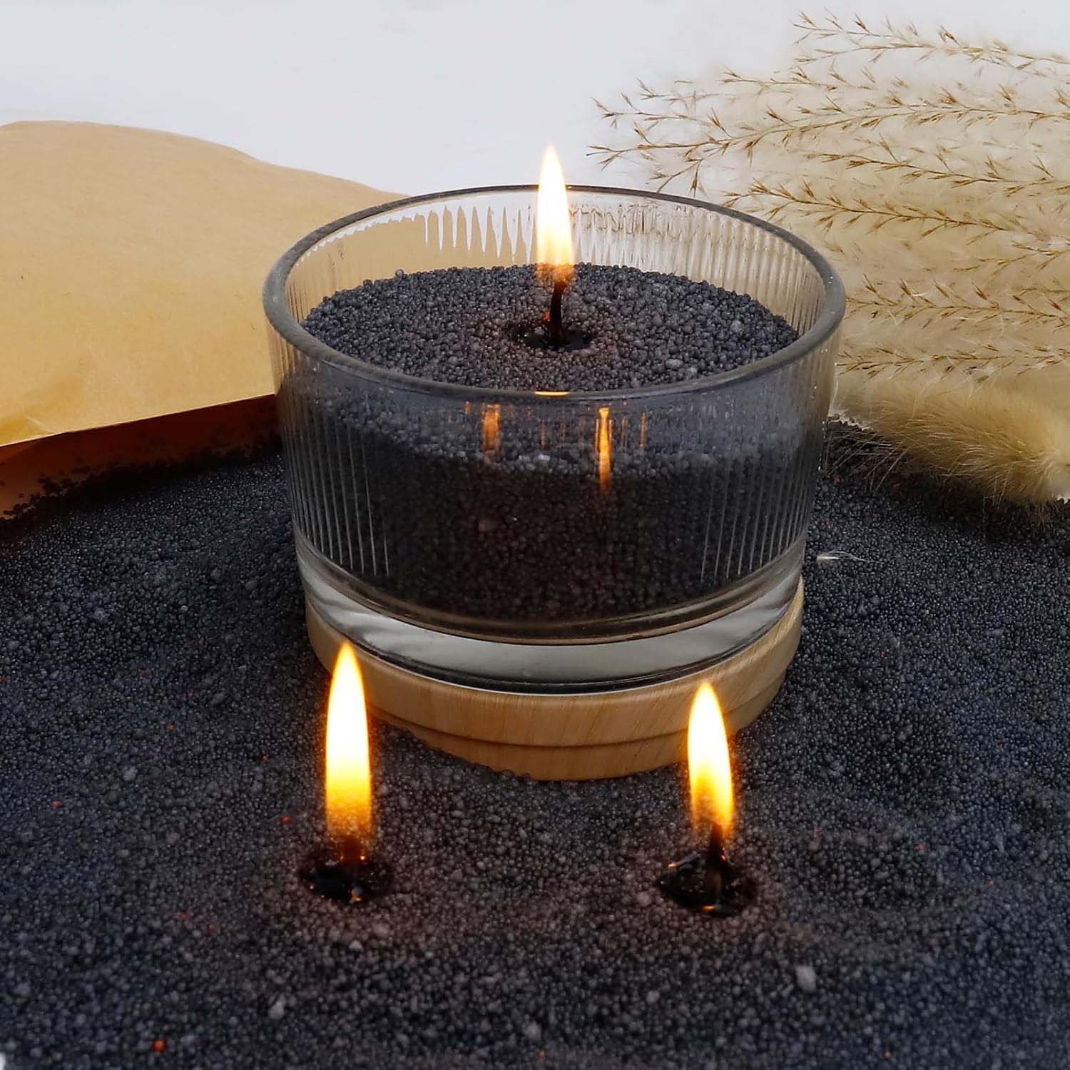 Candle Supplies Wholesale - Black Candle Sand with Wick, 200g
